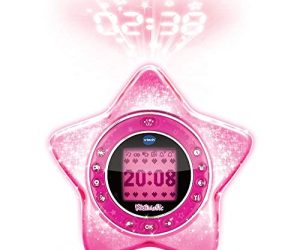 VTech - KidiMagic StarLight Rose, Radio Réveil Enfant 9 en 1, Étoile avec Effets Lumineux, Projection de l'Heure au Plafond, Enceinte, Jeux, Cadeau Enfant de 6 Ans à 12 Ans - Contenu en Français
